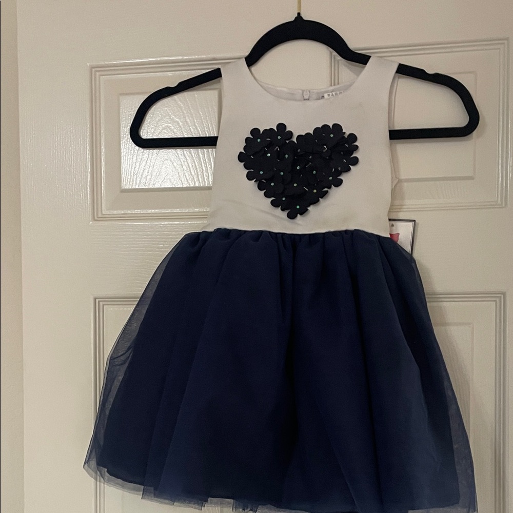 Elegant Navy and White Kids Formal Dress